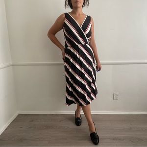 Vintage striped faux-wrap dress